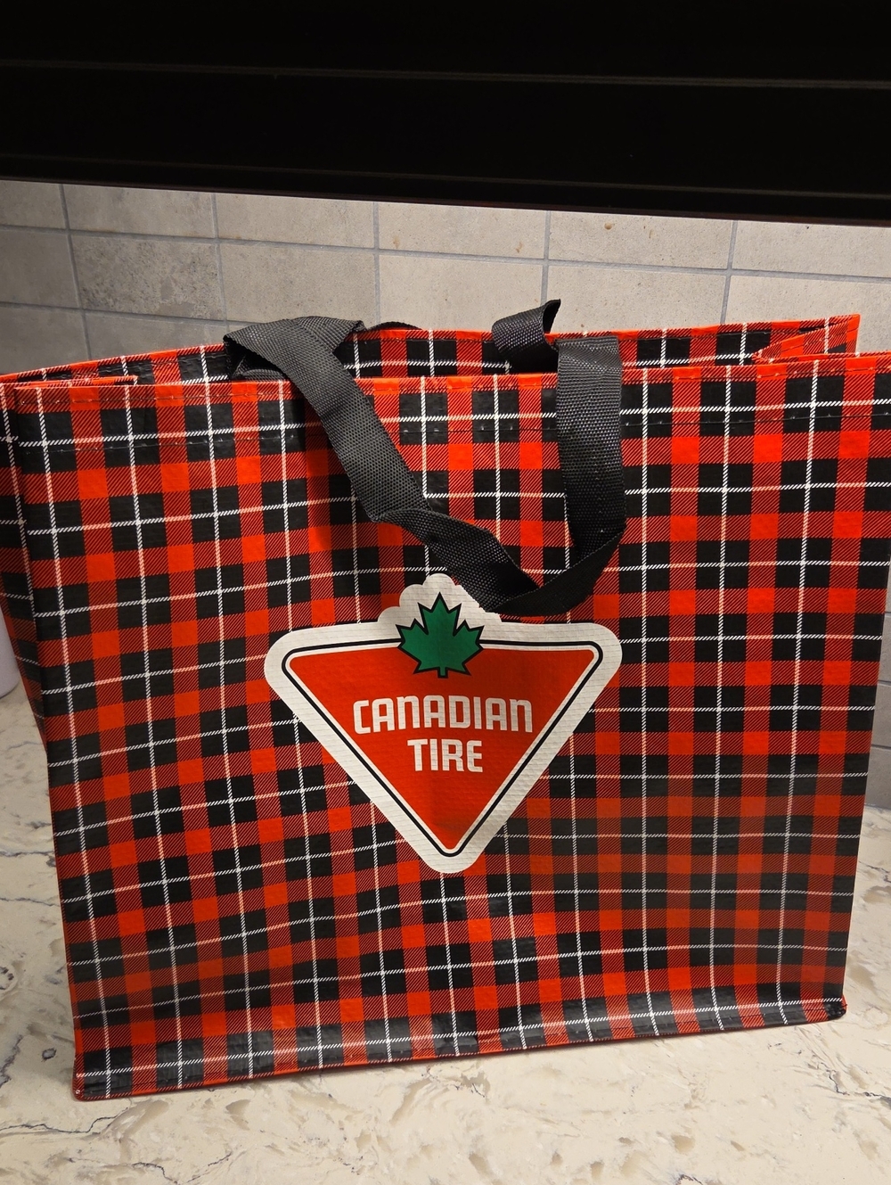 Red Plaid Heated Rivalry Reusable Canadian Tire Tote Bag Hudson Williams